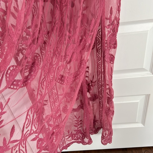 HONEY PUNCH - Lace maxi dress romper embroidered kimono sleeves small bohemian - Picture 8 of 14